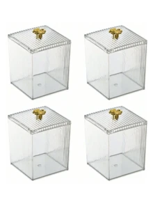 1pc Plastic Cosmetic Storage Box, Clear Dust-Proof Storage Box With Lid For Storing Q-Tip, Cosmetic Pads, Lipsticks, Hair Ties, Makeup Sponge And Other Beauty Tools,Minimalist Clear Makeup Storage Box For Home - Clear - View 13