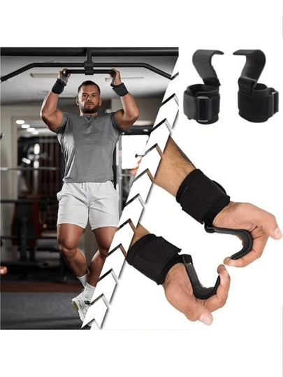 1 对加厚衬垫腕钩，男女通用举重腕钩，带腕部支撑带，8 毫米厚氯丁橡胶腕带，适用于力量训练和引体向上杆