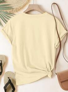 Women T-Shirts - 杏色 - 查看 2