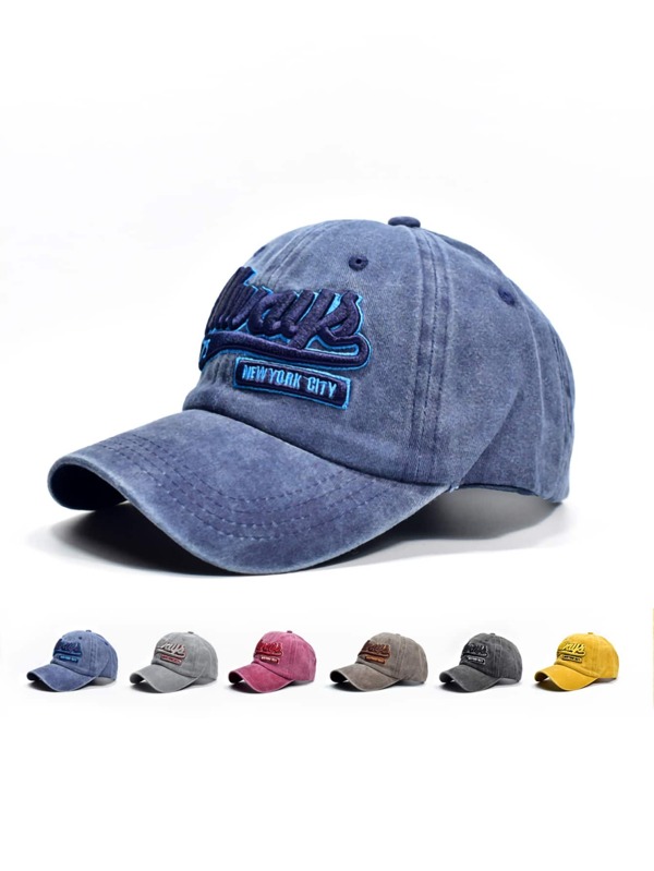 1pc Letter Decorated Polyester Casual Baseball Cap, Curved Visor, Unisex, All Season