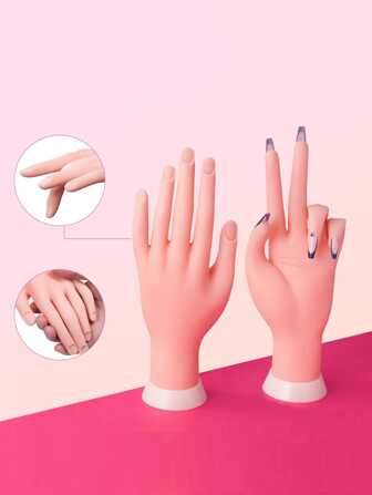 2/1pc Nail Art Tools Fake Hand Manicure Practice Hand,Flexible Soft Plastic Hand Model For Nail Art Training, Salon Practice & DIY Design,Joint Activity Fingers For Gel Polish, Acrylic & Dip Powder Application,Ideal For Beginners, Students, Professionals,Perfect For Christmas Gifts & Valentine's Day Nail Kits