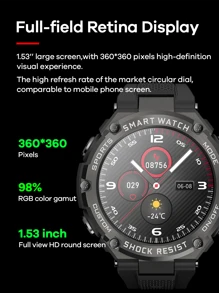 REMAX ساعة ذكية ريماكس بشاشة AMOLED ملونة مقاس 1.43 بوصة، مع واجهات ساعة متعددة مدمجة، شاشة تعمل باللمس بسطح منحني، تدعم العديد من اللغات، متوافقة مع أجهزة /Android/iOS، إجراء/استقبال المكالمات، مع وظيفة المكالمات، إشعارات الرسائل، قياس معدل ضربات القلب، تتبع النوم، عداد الخطوات، أوضاع رياضية، هدية مناسبة للرجال والنساء والأصدقاء وأعياد الميلاد