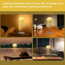 1 LED Dynamic Jellyfish Lamp, Creative Ambient Night Light With RGB Gradient Lighting Effects, Smart Voice Control, Suitable For Bedroom And Living Room Decoration - 白色 - 查看 2