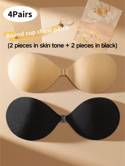 4/2 piezas de pegatinas de pecho de unicolor de concha, sujetador moldeado para pechos pequeños para hacerlos lucir talla grande llenos, sujetador invisible, sujetador de silicona sin tirantes