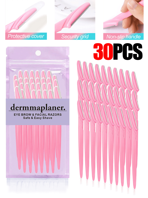 30/24/12/6/3/1pc Set Multicolor Grooming Eyebrow Razor & Shaver Set, Safety Eyebrow Trimmer & Shaver, Exfoliating Dermaplaning Tool, Body Hair Removal Trimmer And Face & Eyebrow Razor Set Long Handle Safety Blade With Precision Cover Women Eyebrow Shaping Tools Suitable For Or Travel Use