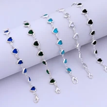 Heart Bracelet With Zirconia Stones Plated In 925 Silver - 淺藍色 - 查看 2