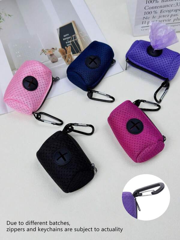 Porte-sac pour déchets d'animaux de compagnie, distributeur de sacs pour ramasser les excréments de chien lors de la promenade, version améliorée avec un mousqueton durable