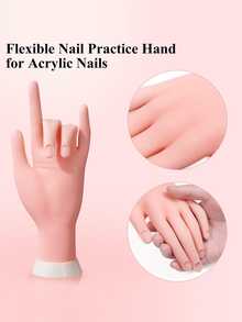 2/1 件美甲工具假手美甲练习手，灵活的软塑料手模型，用于美甲培训、沙龙练习和 DIY 设计，关节活动手指用于凝胶抛光、丙烯酸和浸粉应用，非常适合初学者、学生、专业人士，非常适合圣诞节礼物和情人节美甲套装 - 彩色 - 查看 2