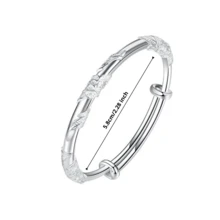 1pc 925 Silver Hypoallergenic Floral Pattern Adjustable Bangle Bracelet, Elegant Design, Suitable For Valentine's Day, Mother's Day Gifts, Comes In Gift Box, Anti-Oxidation - Silver - View 6