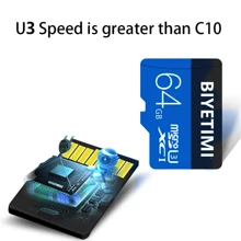 Biyetimi Speicherkarte TF Blitzkartem C10 U3 Micro SD Karte 32GB 64GB 128GB für Kamera/Android Handys/Computer Kopfhörer Lautsprecher HD Kamera