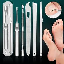 嵌甲修剪器套装，不锈钢修脚套装，可去除老茧和死皮，老年人指甲护理套装，超值易用足部修复工具，美甲用品，美甲工具，美甲艺术工具，返校季，美甲，美甲工具（适用于假指甲），修脚工具 - 銀色 - 查看 11