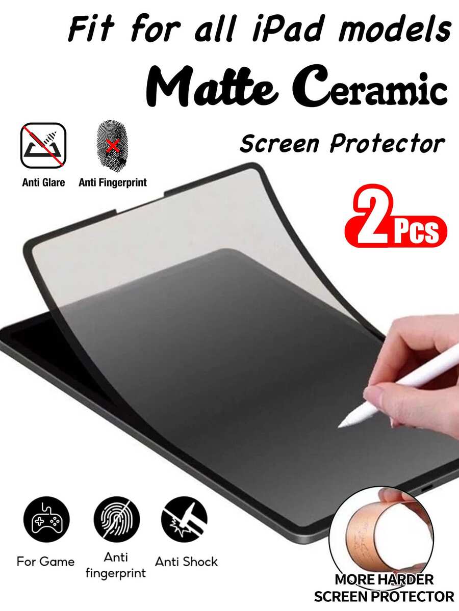 2-Pack Ceramic Screen Protector For IPad 10 (10.9 Inch, 2022 Model) / 11 (2025 Model), High-Definition Flexible Matte PET Screen Film, Compatible With IPad 10.9 Inch (2022 10th Generation), High Sensitivity, Bubble-Free, 9H Hardness Glass, Scratch-Resistant, Shock-Proof, Fingerprint-Proof, Compatible With Apple Mini/Air