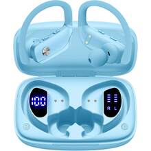 T16 无线耳机，耳挂式设计，无线充电盒，IPX5 防水，48 小时续航，语音控制，双 LED 显示屏，ABS 塑料耳塞，蓝牙 5.0，兼容 iOS 和安卓系统，适用于健身、旅行、通勤及各种场合。