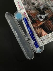 8pcs Diamond Painting Tools Set With Storage Box, Includes Resin Pen, Suitable For Diamond Painting DIY Dotting, Blue & White Color