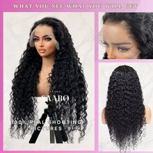 30英寸 200%密度 13x6 深波浪蕾丝前假发 真人混纺卷发 无胶带婴儿发 湿波浪水波纹高清蕾丝前假发 预先拔毛前额假发 - 自然色&黑色系 - 查看 3