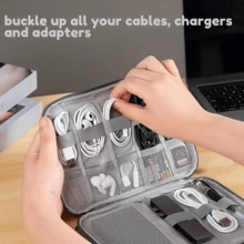 旅行电子产品收纳袋便携式电缆收纳袋用于存放电子配件盒，用于电线、手机、充电器、闪存盘（黑色/灰色/深蓝色/孔雀蓝/紫红色/紫色）