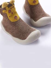 1 par de calcetines suaves con suela antideslizante para bebés, calcetines/zapatos para bebés y niños pequeños, nuevos diseños de calcetines para el piso - Café integral - Ver 5