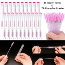 70 Stücke Einweg-Mascara-Pinsel Set - wasserfest, unparfümiert Wimpernverlängerungs-Applikatoren, 20 Stücke Mascara-Pinsel Tube und 50 Stücke Wimpern-Pinsel für Make-up Anwendung