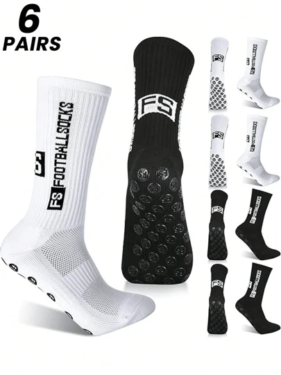1/3/6 双男式和中性足球中筒袜，防滑、耐用、舒适的运动袜，适合日常训练、秋季袜子