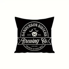 1 件万圣节抱枕套 18x18 英寸，现代风格亚麻靠垫套，带有女巫帽、扫帚和咒语书图案，可机洗，拉链开合，适用于卧室、客厅、沙发、汽车等各种房间类型家居装饰万圣节装饰秋季装饰房间装饰墙面装饰贴纸墙贴