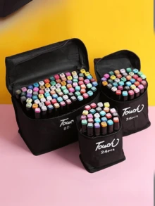Marcadores de ponta dupla multicoloridos – Pincéis e Pontas Finas Para Aquarela, ilustração - 1pc - Visão 2