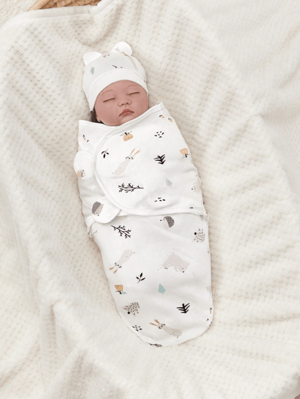 1 套（襁褓 + 帽子）0-3 个月婴儿襁褓、新生儿襁褓包、可穿戴婴儿毯、婴儿襁褓毯包、易换襁褓包、婴儿睡袋、可穿戴婴儿毯、婴儿睡袋、婴儿襁褓