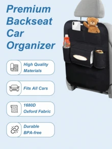 Universal Car Seat Back Bag – Durable Felt Hanging Storage Bag With Large Capacity & Multiple Compartments, Easy Headrest Mounting, Washable & Reusable Design, Perfect For Phones, Tablets, Chargers & Travel Essentials, Ideal For Family Trips Or Daily Commutes