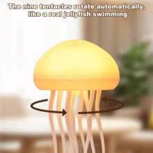 1 LED Dynamic Jellyfish Lamp, Creative Ambient Night Light With RGB Gradient Lighting Effects, Smart Voice Control, Suitable For Bedroom And Living Room Decoration - 白色 - 查看 6