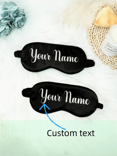 1個 カスタマイズ可能なアイマスク、テキスト入力可能、睡眠に最適、パジャマパーティー、旅行、仮眠に最適。ソフトなスリープアイマスク、光をしっかりブロックするアイマスク、パートナーや友人への素敵なプレゼントに