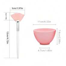 4pcs Facial Mask Mixing Bowls Tools With 6pcs Fan Brushes Applicator, Mask Brushes For Facial Makeup Tools Set - Pink - View 4