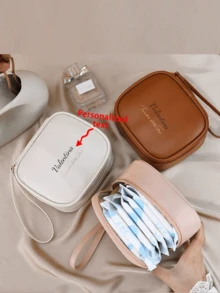 A Customizable Sanitary Napkin Storage Bag, Lipstick Storage Bag, Women's Bag, High-End Sense Light Luxury Delicate Makeup Bag, PU Small Makeup Bag, Portable Storage Bag - Multicolor - View 7