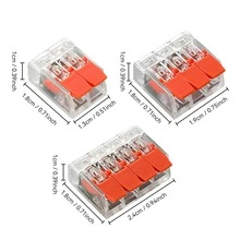 80pcs/40pcs/30pcs/20pcs Electrical Quick Connectors, Lever Wire Nut Connector Terminal Combo Kit, DIY Wire Connectors (28-12 AWG), 2/3/4/5 Port Push-In Electrical Connecting Terminals, Plug-In Terminal Blocks, Mini Quick Wire Connectors, Cable Lugs, 0.4-4.0mm - Orange - View 4