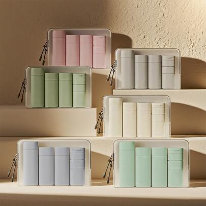 5Pcs/Set Travel Bottles For Toiletries, Travel Containers Proof Travel Tubs Refillable Liquid Travel Accessories For Shampoo Conditioner Lotion Body Wash