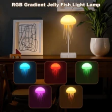 1 LED Dynamic Jellyfish Lamp, Creative Ambient Night Light With RGB Gradient Lighting Effects, Smart Voice Control, Suitable For Bedroom And Living Room Decoration - 白色 - 查看 5