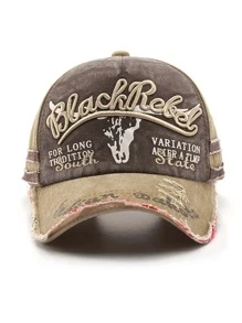 1 sztuka Czarna haftowana czapka baseballowa Rebel, zabytkowa zmywalna czapka, modna codzienna czapka przeciwsłoneczna