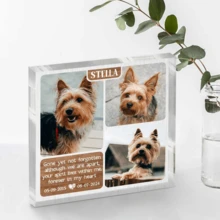定制狗狗纪念礼物，照片拼贴亚克力块，个性化狗狗慰问礼物，宠物离世纪念礼物。添加您的个人照片和真挚留言，珍藏并记录您最珍贵的时刻。赠予一份真正特别的礼物，值得永久珍藏。