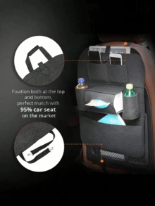 Universal Car Seat Back Bag – Durable Felt Hanging Storage Bag With Large Capacity & Multiple Compartments, Easy Headrest Mounting, Washable & Reusable Design, Perfect For Phones, Tablets, Chargers & Travel Essentials, Ideal For Family Trips Or Daily Commutes