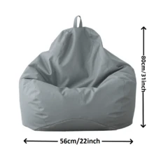 1pc Slouchy Folding Sofa Bean Bag Cover, Removable & Washable, Suitable For Outdoor, Bedroom, Living Room And Home Decor (Filler Not Included), Easy To Assemble And Disassemble - Light Grey - View 2