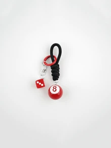 1 chaveiro masculino estilo bola 8 preto, com cordão trançado e anel de metal, chaveiro durável e moderno para chaves, acessórios, presente casual e estiloso, acessório para chaveiro, design divertido, porta-chaves resistente