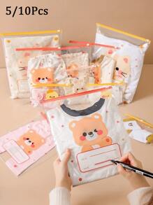 5/10 pezzi Buste di stoccaggio trasparenti per forniture fai-da-te, buste per imballaggio di spedizione, buste di plastica con cerniera opaca per mantenere puliti i vestiti, buste di plastica trasparenti per confezionare t-shirt, camicie, documenti, vestiti, buste di plastica sigillabili, riutilizzabili, borse per l'ospedale, borse da viaggio per articoli essenziali per la maternità, borse organizer per il risparmio di spazio, borse per scarpe, cosmetici e viaggi