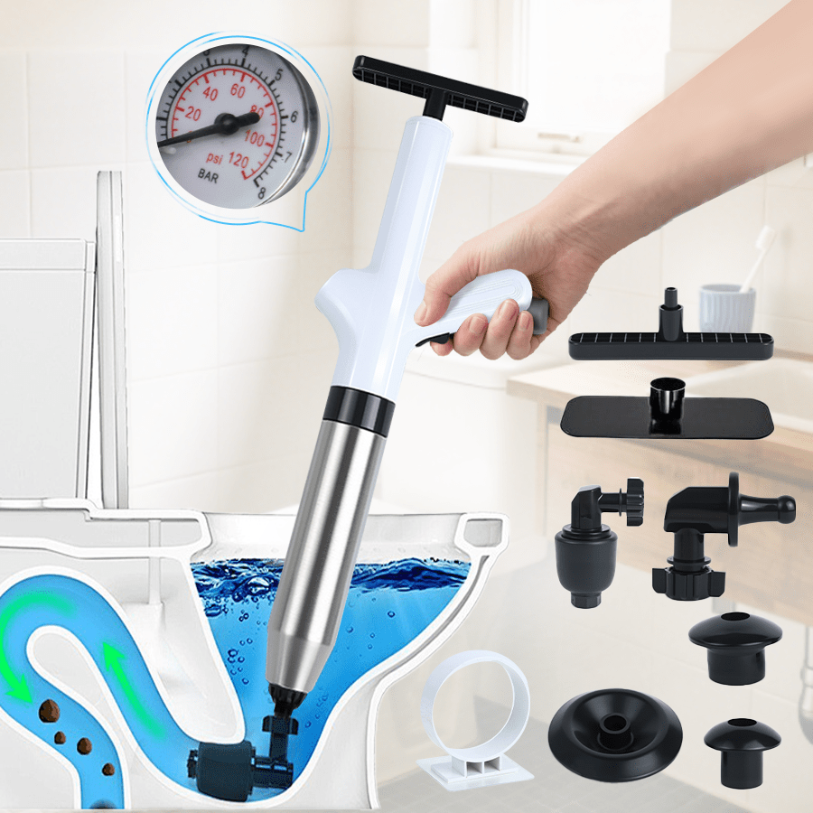 Toilet Plunger, High Pressure Toilet Plunger,Toilet Auger Air Drain Blaster With Real-Time, Heavy Duty Plunger For Bathroom And Plumbing Clogs