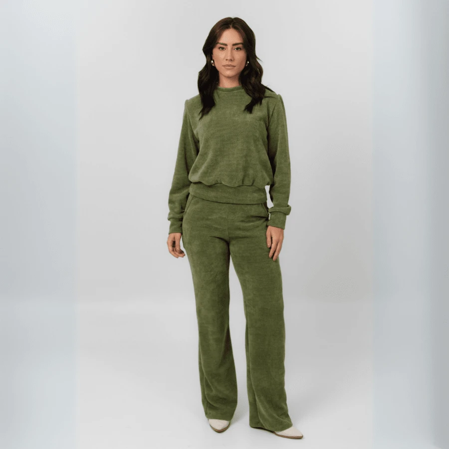 Women's Elegant Winter Ribbed Turtleneck Blouse Set