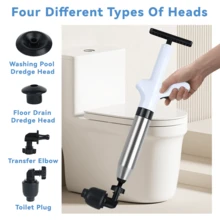 Toilet Plunger, High Pressure Toilet Plunger,Toilet Auger Air Drain Blaster With Real-Time, Heavy Duty Plunger For Bathroom And Plumbing Clogs - 白色 - 查看 3