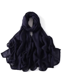 1 chiếc khăn trùm đầu/khăn choàng nữ màu trơn 180*85cm, chất liệu sợi viscose mềm mại, thoáng khí, phù hợp với áo abaya, váy và nhiều trang phục khác. - Màu xanh hải quân - Xem 2