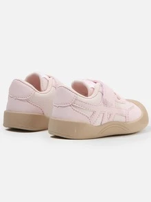 1双婴儿鞋，带线条装饰，皮革材质，防滑功能，安全鞋头设计，魔术贴绑带，平跟，款式简洁活力，适合日常外出玩耍 - 粉色 - 查看 6