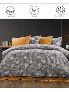 Duvet Set | Flat Sheet Included As A Gift | 150*220 Cm (1 Duvet Cover – 1 Pc + 1 Pillowcase – 1 Pc) Or 190*210 Cm (1 Duvet Cover – 1 Pc + 2 Pillowcases – 2 Pcs) | Soft & Breathable For All Seasons - Grey - View 4