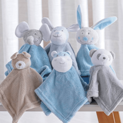 Naninha bichos em plush Fofinha bebê Infantil menino/menina - Bene Casa 27cm x 27cm SORTIDOS