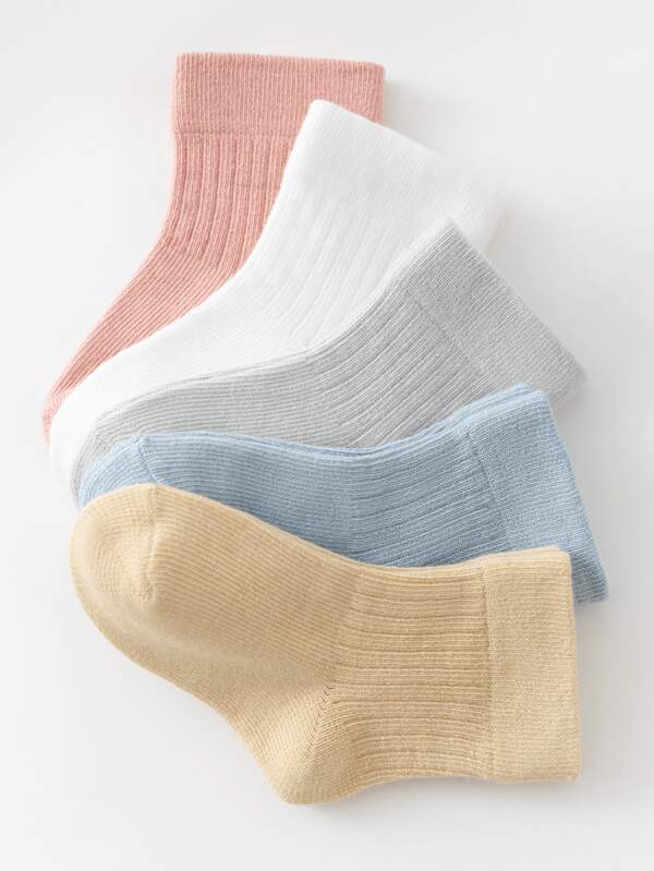 5 paia di calzini per neonati, realizzati in cotone, adatti sia per neonati maschi che femmine, calzini a metà polpaccio per bambini, adatti per l'autunno e l'inverno, altamente elastici, con parte superiore morbida, confortevoli e traspiranti, non stretti sulle gambe.