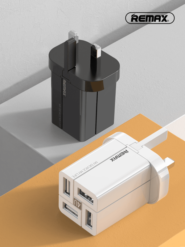 REMAX Remax 18W PD Charger With 4 USB A, Universal Charger For Travel, Office, School, Dorm Room Essentials, Black/White