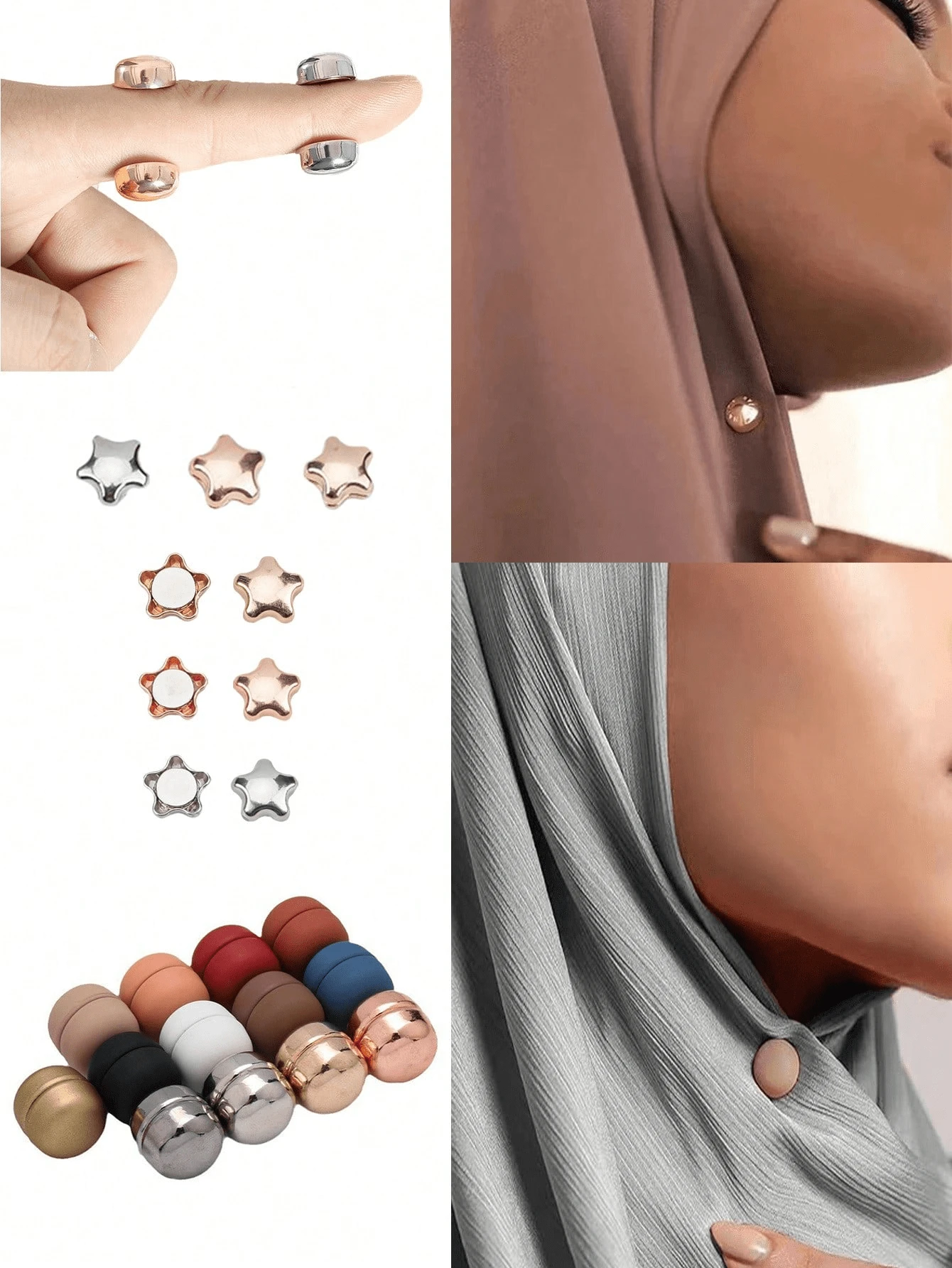 3 chiếc ghim nam châm Hijab cao cấp chắc chắn, nam châm Hijab đa năng không vướng, ghim Hijab từ tính chuyên nghiệp không cần ghim, kẹp Hijab từ tính cho nữ, phụ kiện treo khăn quàng cổ cho nữ